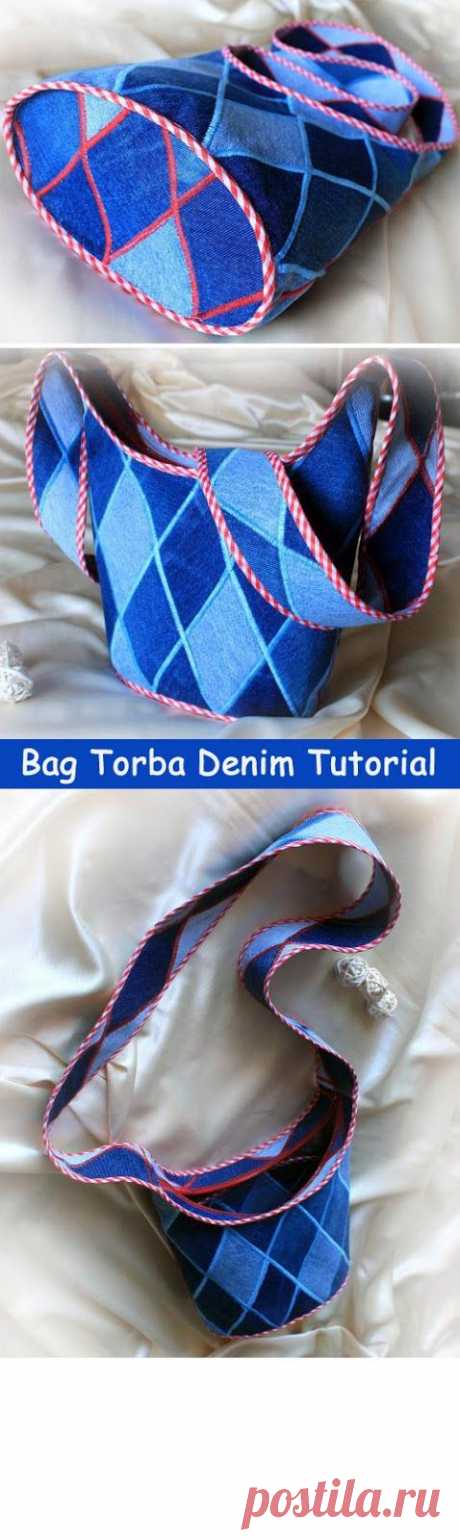 Bag Torba Jeans Tutorial. Сумка из старых джинс. ~ https://www.handmadiya.com/2015/09/bag-torba-jeans-tutorial.html