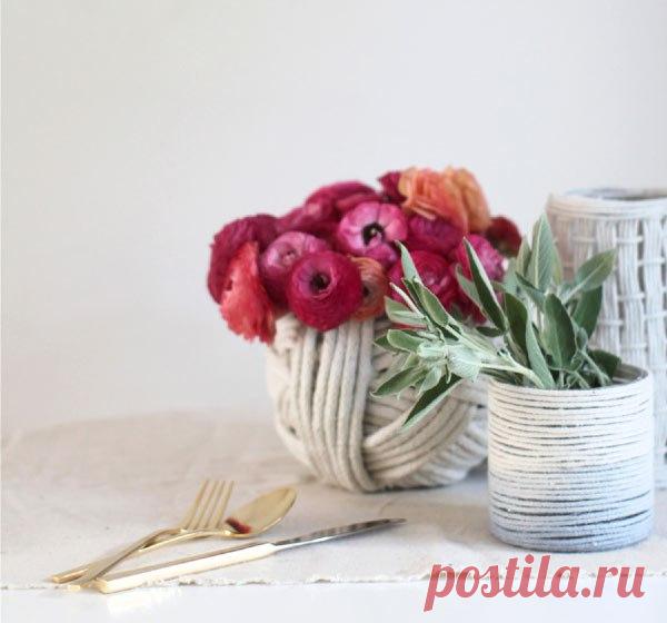 Декор ваз верёвкой. Просто и красиво.