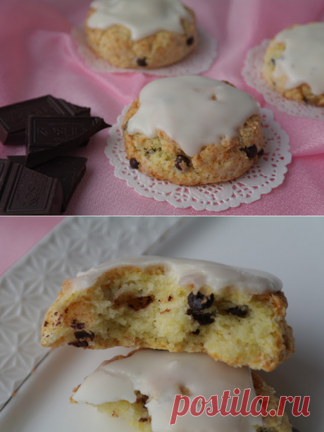 Сконы с шоколадом и глазурью