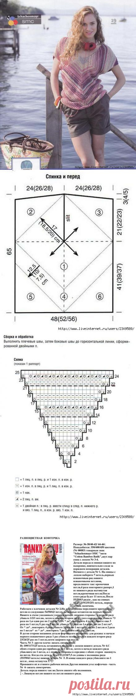 Блуза из пряжи секционного крашения.
