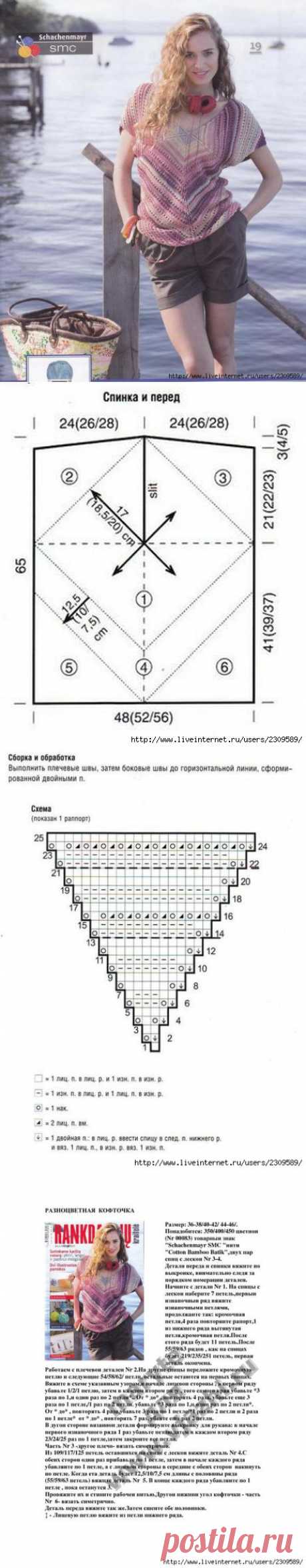 Блуза из пряжи секционного крашения.