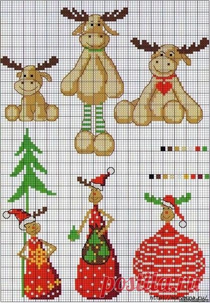 Схемы вышивки крестом новогодние миниатюры