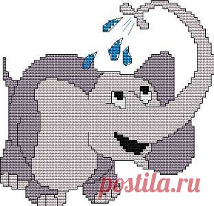Elephant, free cross stitch patterns and charts - www.free-cross-stitch.rucniprace.cz