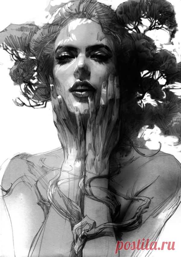 Рисунки карандашом и графика китайского художника Чжана Вебера (Zhang Weber).