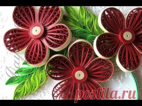 Art &amp; Craft How to make Beautiful Quilling Red Flower Quilling -Paper Art Quilling
