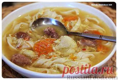 Рецепт: Куриная лапша с овощами и яйцом на RussianFood.com