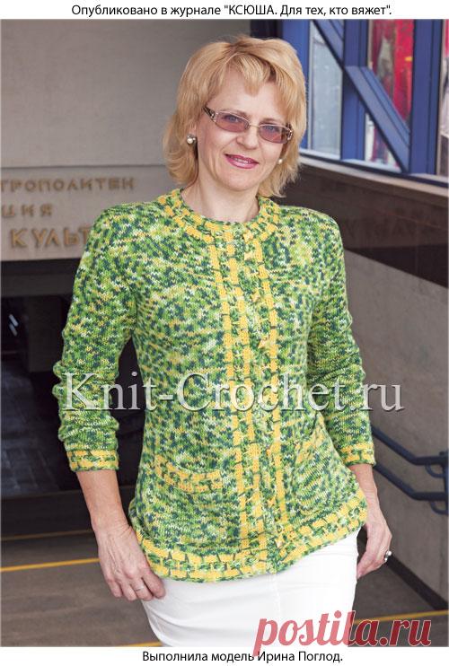 Жакет меланжевый на спицах. - Жакеты женские на спицах - Вязание спицами - Каталог статей - Вязание спицами и крючком