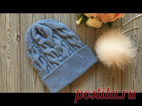 ОСЕННЯЯ ШАПКА "КОСЫ" СПИЦАМИ / ПОДРОБНЫЙ МАСТЕР-КЛАСС