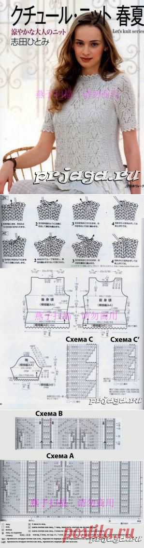 Кофточка спицами «Ажурные листья»