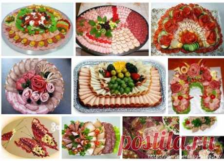 Мясная тарелка. Праздничные украшения из мясной нарезки!