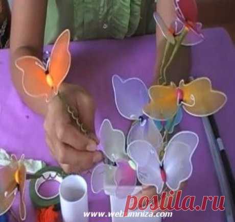 бабочки из капроновых колгот