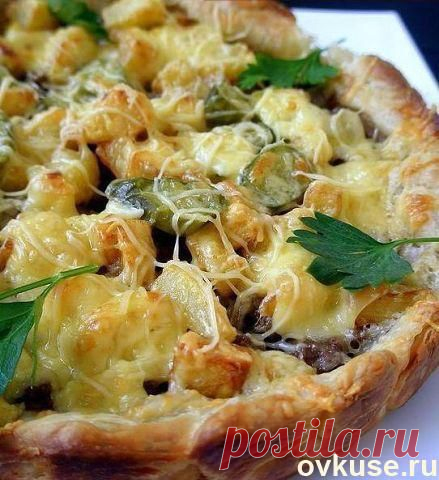 Слоёный пирог с картошкой, фаршем, сыром. - Простые рецепты Овкусе.ру