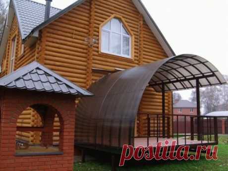 Козырек дома из сотового поликарбоната