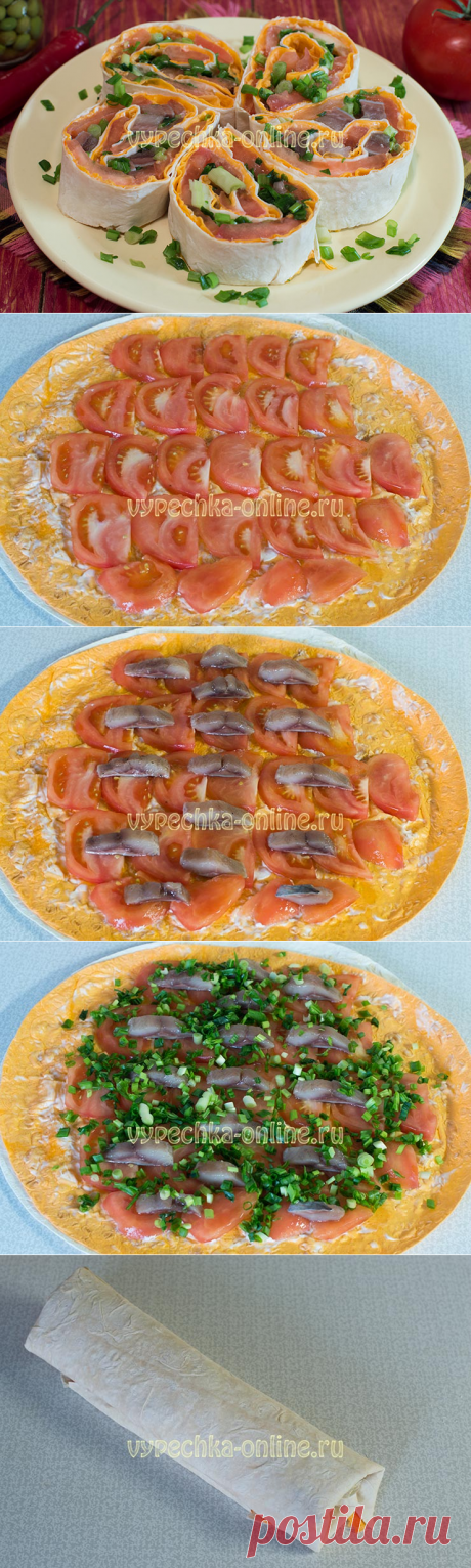 ✔️Рулет из лаваша с селедкой (постная начинка с рыбой) – рецепт с фото
