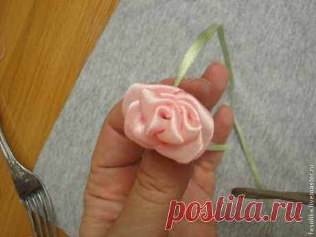 Розочка из атласной ленты за 1 минуту - Ярмарка Мастеров - ручная работа, handmade