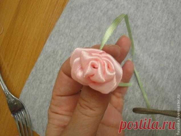 Розочка из атласной ленты за 1 минуту - Ярмарка Мастеров - ручная работа, handmade