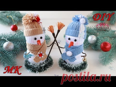 ⛄ СНЕГОВИК из лент. Новогодний декор своими руками. DIY SNOWMAN