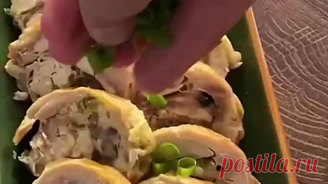 КУРИНЫЙ РУЛЕТ С ГРИБАМИ И СЫРОМ