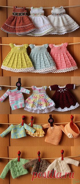 Crochet dress for doll. Vestido de muñeca tejido de gancho | Bonecas de pano | Связаные Крючком Платья, Вязание Крючком и Куклы