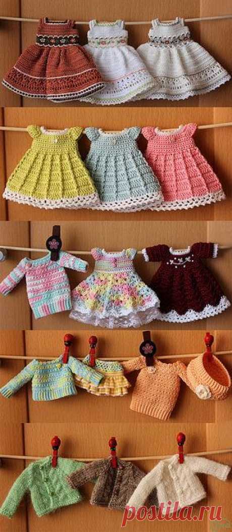 Crochet dress for doll. Vestido de muñeca tejido de gancho | Bonecas de pano | Связаные Крючком Платья, Вязание Крючком и Куклы