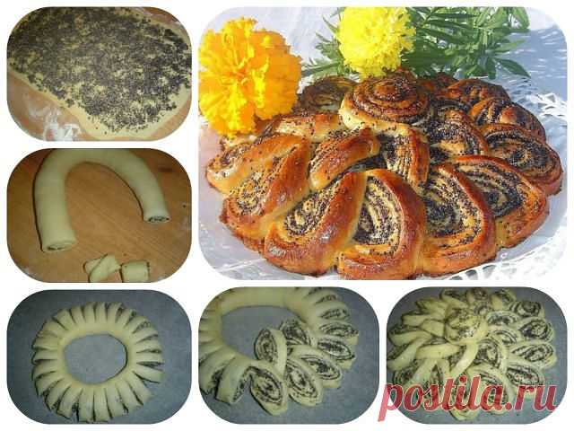 Очень эффектный пирог-рулет с маком, да еще и вкусный!

Ингредиенты:

● 500 гр муки пшеничной
● 1 яйцо куриное
● 1 ст. ложка сухих дрожжей
● 250 мл кефира
● 10 ст. ложек сахара
● 1 ст. ложка масла сливочного
● 5 ст. ложек масла растительного
● щепотка соли
● 1 стакан мака

Приготовление:

1. Начинаем процесс приготовления пирога с подготовки необходимых продуктов. Просеиваем муку, добавляем дрожжи, 4 ст. ложки сахара, соль и перемешиваем. В сухую смесь вбиваем яйцо, вливае...