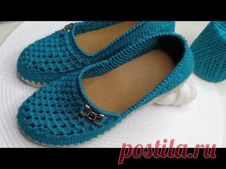💥⚡МОКАСИНЫ БИРЮЗА💥💝 ВЯЖЕМ КРЮЧКОМ 🔥💥 CROCHET SHOES