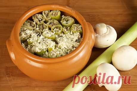 Лук-порей, фаршированный грибами и рисом - Блюда из овощей