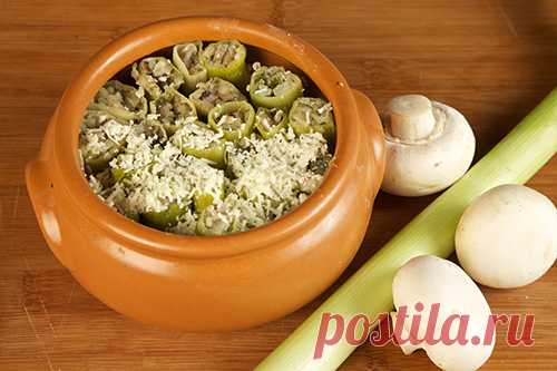 Лук-порей, фаршированный грибами и рисом - Блюда из овощей