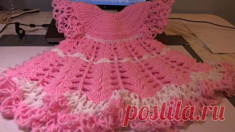CROCHET BABY DRESS/ SHELLS AND LACY DRESS