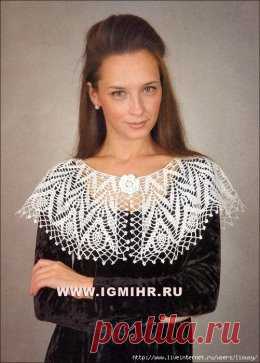 Шикарный вязаный воротничок, способный украсить любое платье!