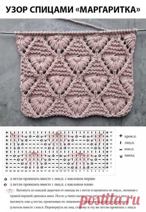 Симпатичный узор для вязания спицами