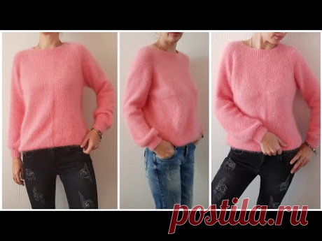Свитер Оверсайз спицами из пряжи норка.