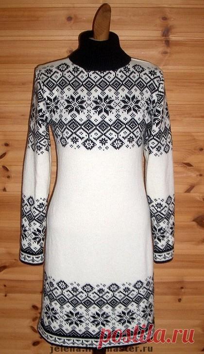 Купить платье вязаное - орнамент, норвежский орнамент, скандинавский орнамент, Платье с оленями, теплая одежда