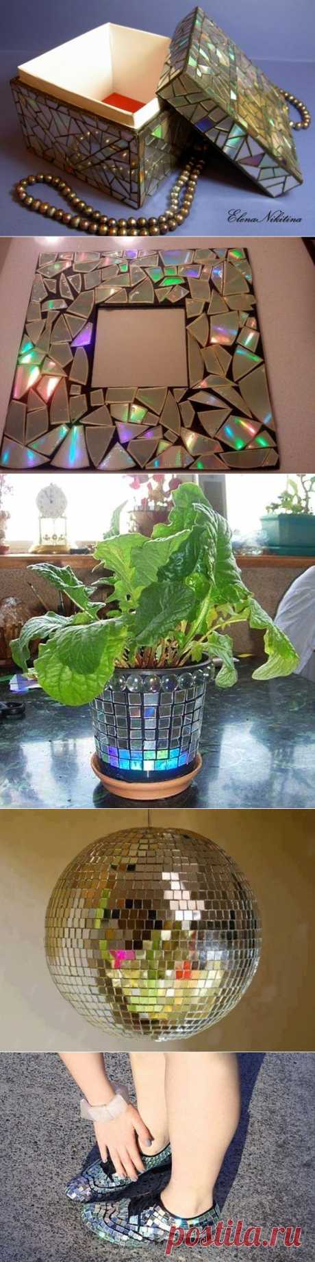 Мозаика из старых компакт-дисков.