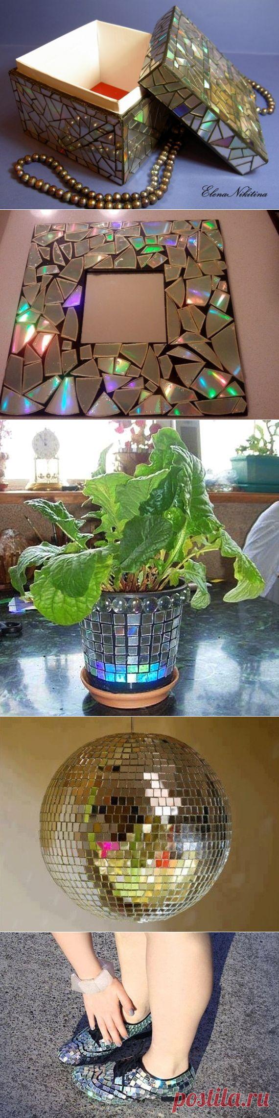 Мозаика из старых компакт-дисков.