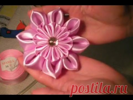 Цветы Канзаши из атласных лент своими руками
