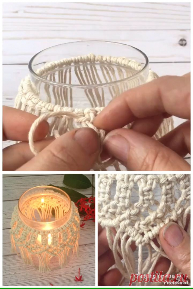 Mar 27, 2020 - Want to make a macramel votive candle holder/ Follow the easy step by step instructions to make a stunning macrame candle holder with beginner macrame knots.