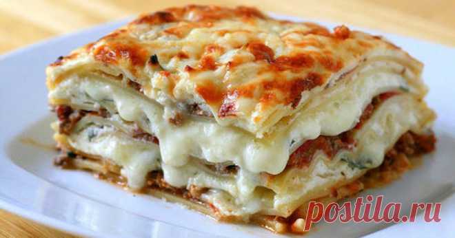 Лазанья с фаршем и грибами