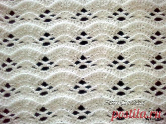 Узор крючком "Ракушки" для пледа..
