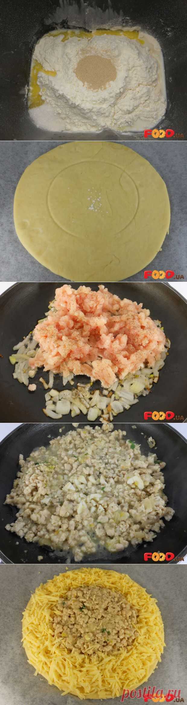 обалдено красивый пирог с мясом и сыром "Подсолнух".