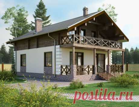 Проект комбинированного двухэтажного дома с фото