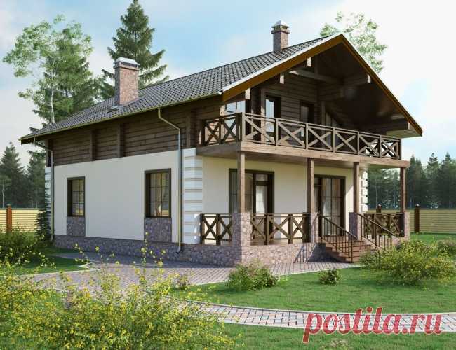 Проект комбинированного двухэтажного дома с фото