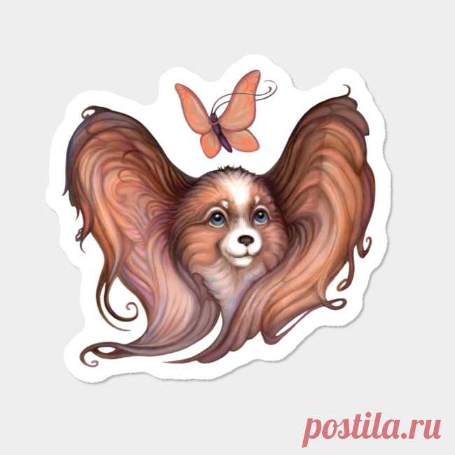 Papillon, Dog And Butterfly Sticker By Yulla Design By Humans