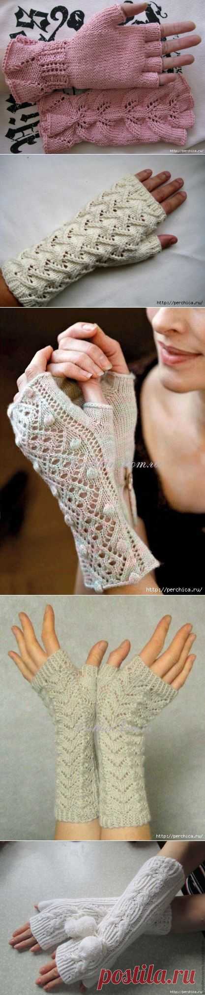 Подборка митенок связанных спицами