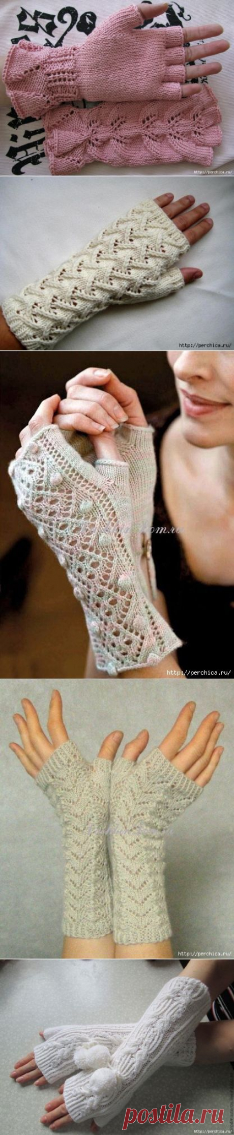 Подборка митенок связанных спицами