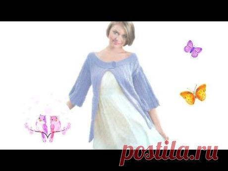 Ажурная накидка на пуговице спицами - YouTube