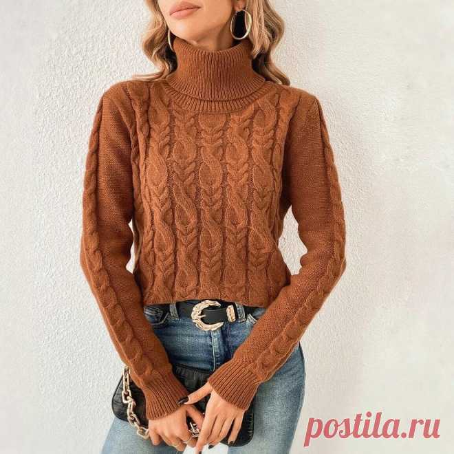 Свитер с косами бронзового оттенка