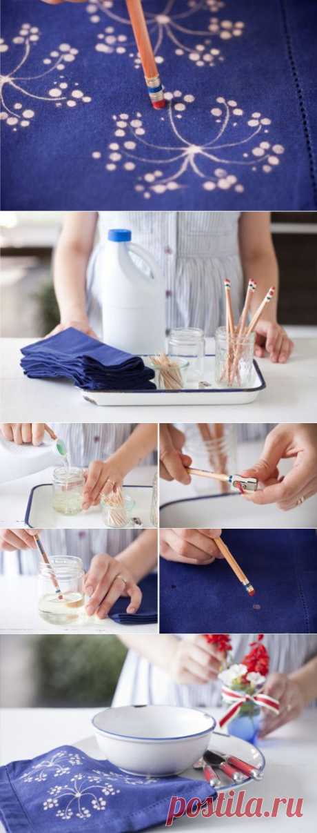 Рождественский рисунок отбеливателем по ткани (Diy) / Материалы, техники и инструменты /