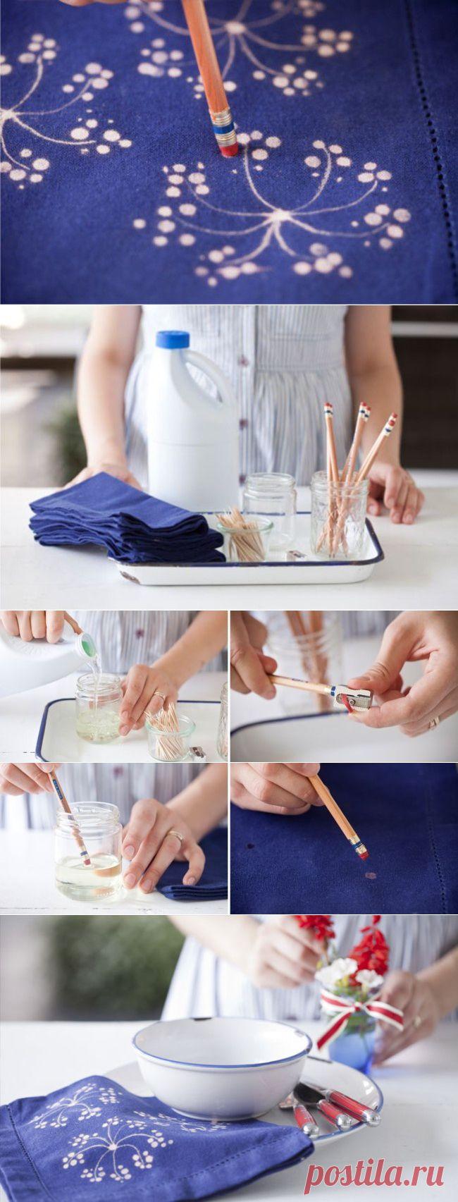 Рождественский рисунок отбеливателем по ткани (Diy) / Материалы, техники и инструменты /