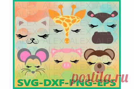 Animal Face Set, Girls Face Files By AlexSVGStudio | TheHungryJPEG.com